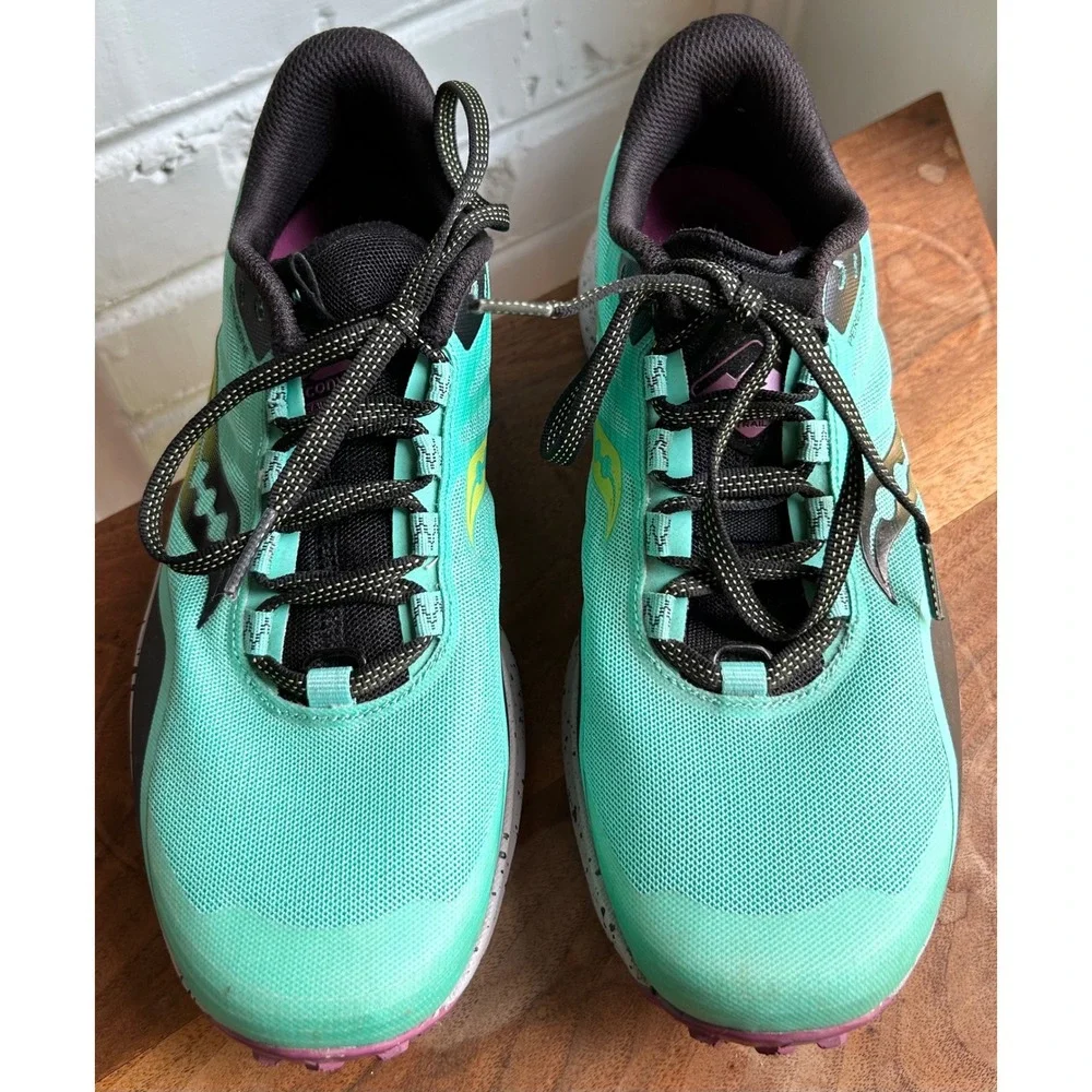 Saucony Women's Peregrine 12 Trail Running Sneakers 8 Cool Mint Acid Comme